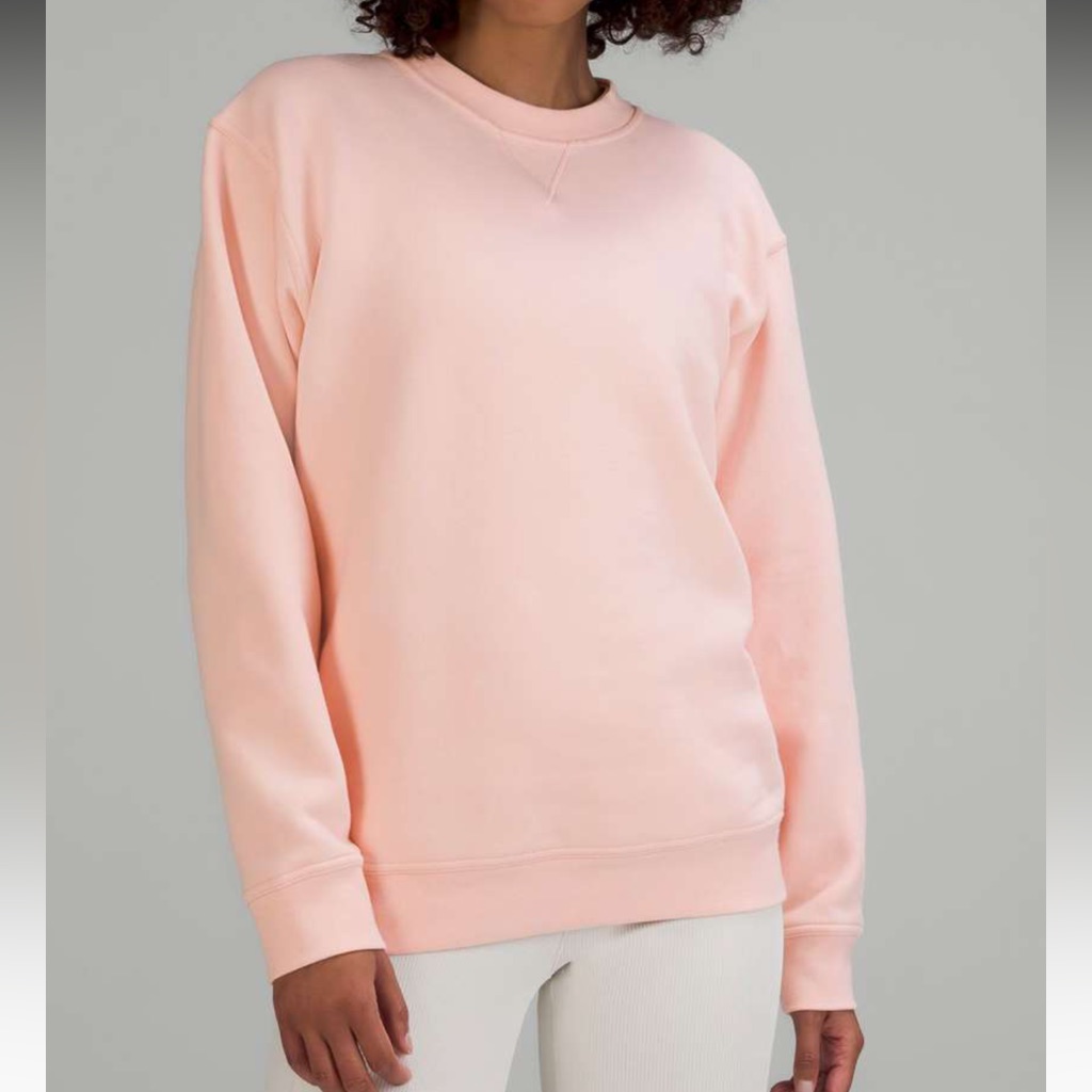 Lululemon All Yours Crewneck Fleece Sweatshirt Pullover Pink Mist Size 10